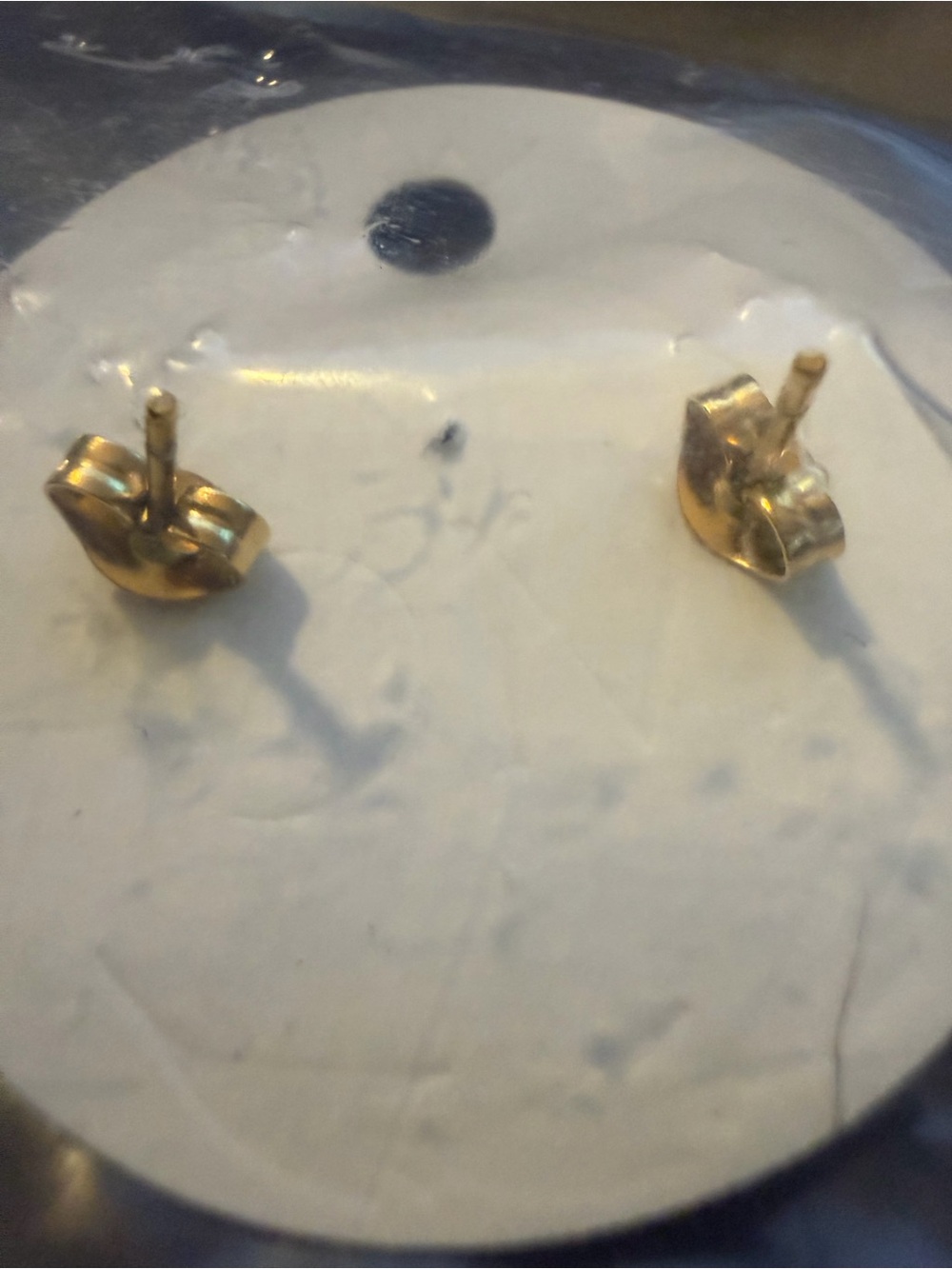Fashion Gold and Black Logo Button Stud Earrings - Designer Style - Picture 2 of 2